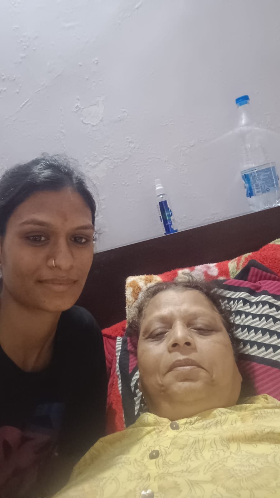 Family member with a patient receiving care